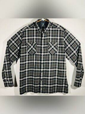 Kuhl Dillingr Flannel Shirt Mens XL Gray Plaid Cotton Tencel Long Sleeve Outdoor